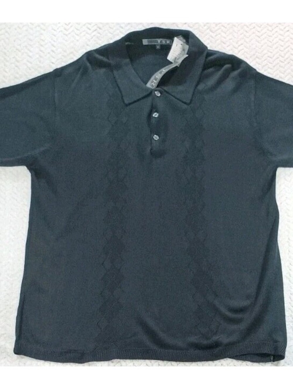 Pointelle - Mens Size Large - Black Polo - NEW w/ TAGS